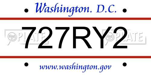 727RY2 District Of Columbia License Plate