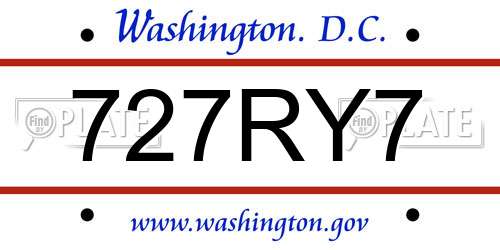 727RY7 District Of Columbia License Plate