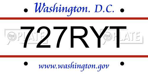 727RYT District Of Columbia License Plate