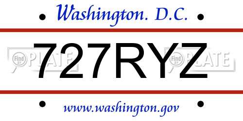 727RYZ District Of Columbia License Plate