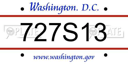 727S13 District Of Columbia License Plate