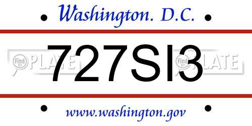 727SI3 District Of Columbia License Plate