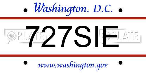 727SIE District Of Columbia License Plate