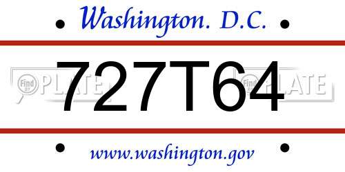727T64 District Of Columbia License Plate
