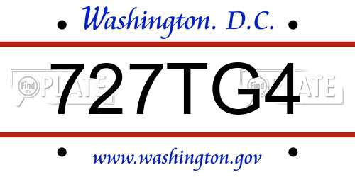 727TG4 District Of Columbia License Plate