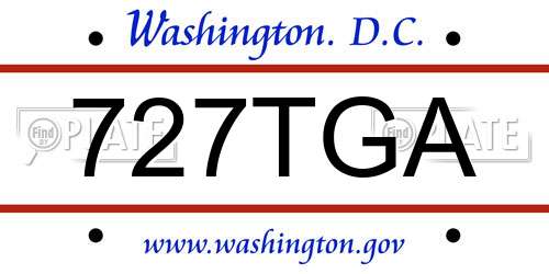 727TGA District Of Columbia License Plate