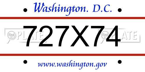 727X74 District Of Columbia License Plate