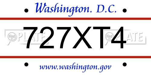 727XT4 District Of Columbia License Plate