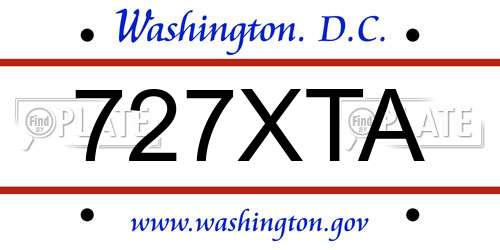 727XTA District Of Columbia License Plate