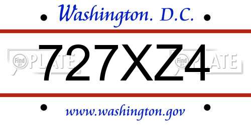 727XZ4 District Of Columbia License Plate