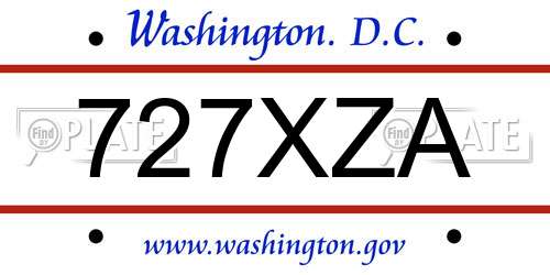 727XZA District Of Columbia License Plate