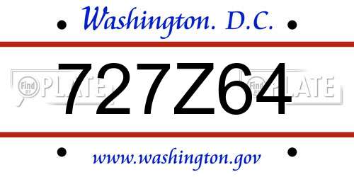 727Z64 District Of Columbia License Plate