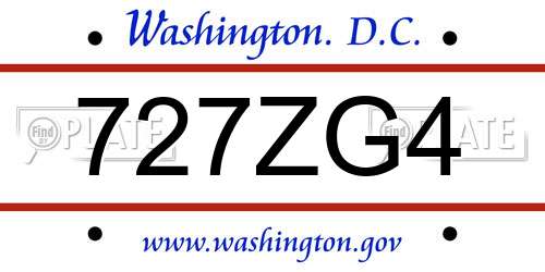 727ZG4 District Of Columbia License Plate