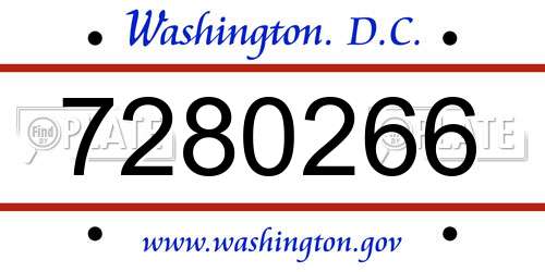 7280266 District Of Columbia License Plate