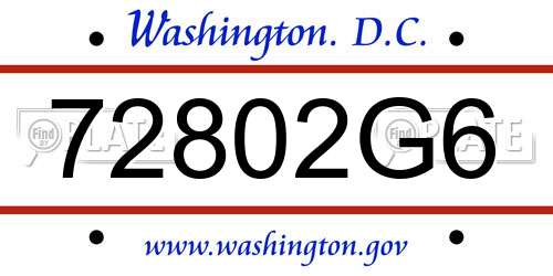 72802G6 District Of Columbia License Plate