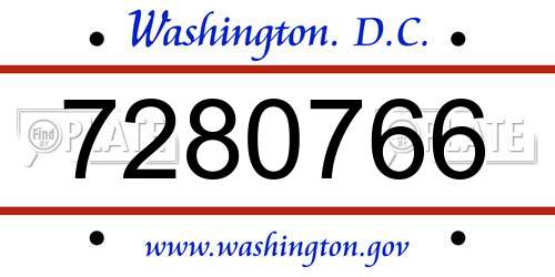 7280766 District Of Columbia License Plate