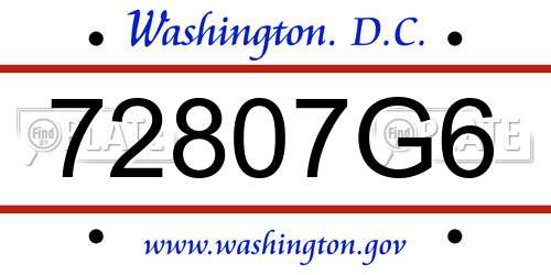 72807G6 District Of Columbia License Plate