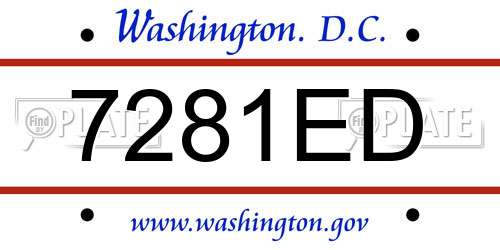 7281ED District Of Columbia License Plate