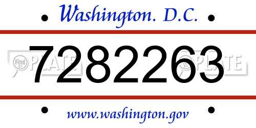 7282263 District Of Columbia License Plate