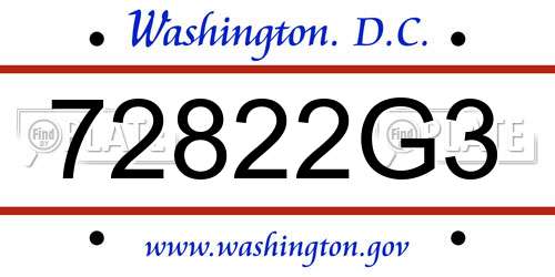 72822G3 District Of Columbia License Plate