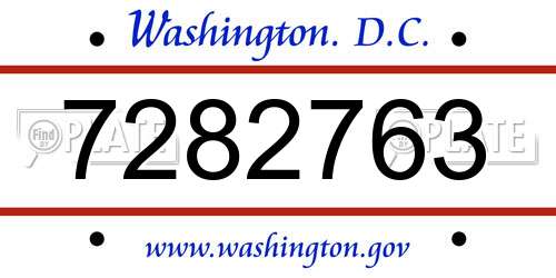 7282763 District Of Columbia License Plate