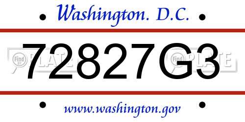 72827G3 District Of Columbia License Plate