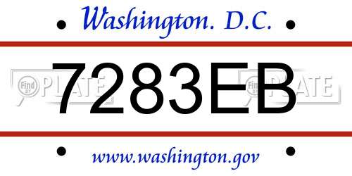 7283EB District Of Columbia License Plate