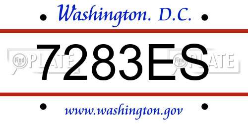 7283ES District Of Columbia License Plate