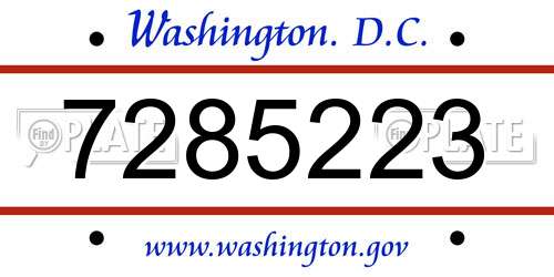 7285223 District Of Columbia License Plate