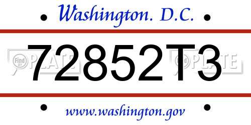 72852T3 District Of Columbia License Plate