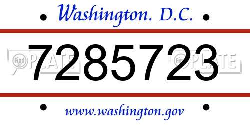 7285723 District Of Columbia License Plate