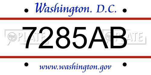7285AB District Of Columbia License Plate