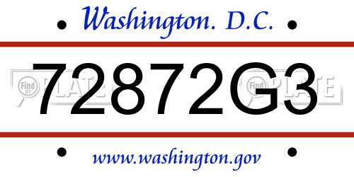 72872G3 District Of Columbia License Plate