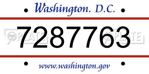 7287763 District Of Columbia License Plate