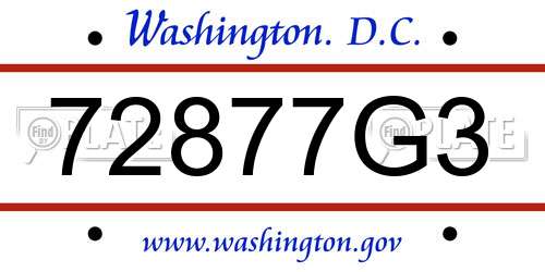 72877G3 District Of Columbia License Plate