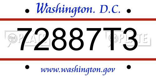 72887T3 District Of Columbia License Plate