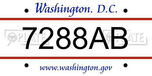 7288AB District Of Columbia License Plate