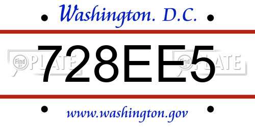 728EE5 District Of Columbia License Plate