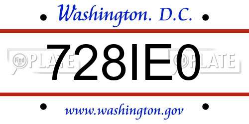 728IE0 District Of Columbia License Plate