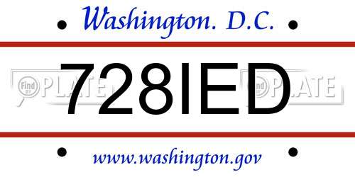 728IED District Of Columbia License Plate