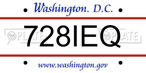 728IEQ District Of Columbia License Plate