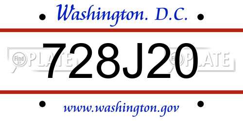 728J20 District Of Columbia License Plate