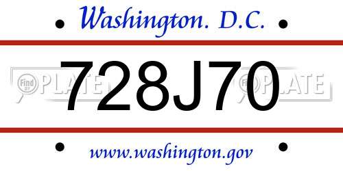 728J70 District Of Columbia License Plate