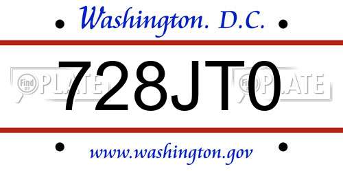 728JT0 District Of Columbia License Plate