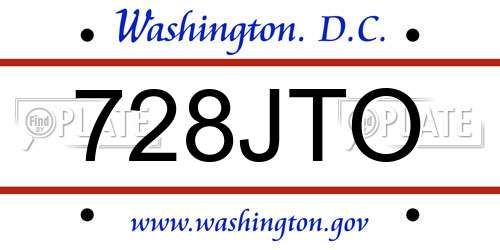 728JTO District Of Columbia License Plate