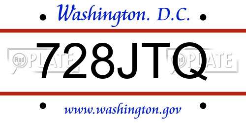 728JTQ District Of Columbia License Plate