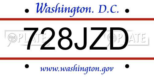 728JZD District Of Columbia License Plate