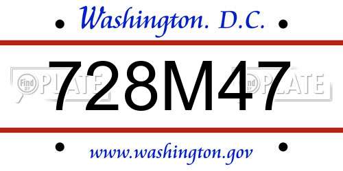728M47 District Of Columbia License Plate