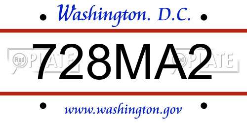 728MA2 District Of Columbia License Plate