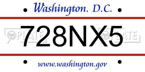 728NX5 District Of Columbia License Plate